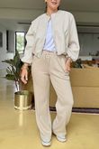 Made in Italy Beluga Soft Crop Bomber Jacket Stone